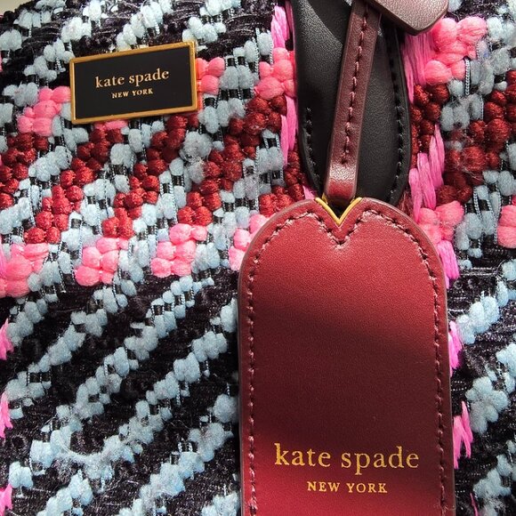 Kate Spade Manhattan Small Plaid Crossbody Tote Handbag w/ Plaque Logo PREOWNED - Picture 13 of 16